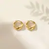 Brincos de Cobre Polido Estilo Novo Europeu e Americano, Brincos de Zircônia Pérola Estilo Ins, Brincos Femininos