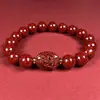 Pulsera de Cinabrio Crudo con Arena de Cristal Translúcido, Amuleto Guardián Mini para Hombres y Mujeres, Joyería de Regalo para el Año Zodiacal al por Mayor