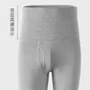 Pantalones Térmicos Finos de Algodón Puro para Hombre de Otoño e Invierno, Tallas Grandes, Doble Capa de Cintura Alta, Protectores de Cintura, Elásticos, Pantalones Cálidos para Personas de Mediana Edad y Mayores