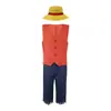 Novo Filme Live-action One Piece Luffy cos Colete Mesmo Estilo Chapéu de Palha cosplay Halloween Masculino