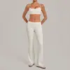 Conjunto de Ropa de Yoga Qiu Sha con Pliegues Invisibles para Mujer con Pantalones de Campana, Cuello Halter y Cintura Plegable Conjunto Deportivo 4686+2257