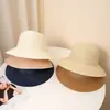 Chapéu de sol transfronteiriço feminino com laço chapéu de pescador proteção solar chapéu de palha chapéu de papel aba larga chapéu de praia chapéu casual atacado