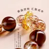 Pulsera de Cristal Negro Super Siete Cabello Negro de Cristal de Té Natural Pulsera de Flor de Resina Roja Cristal Amarillo para Hombres y Mujeres Regalo de Cumpleaños