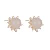 Nuevos Pendientes de Imitación Jade con Micro Incrustaciones de Penetración de Hielo Pendientes Pequeños de Sol de Entrada de Nicho Pendientes de Moda Simples de Plata s925
