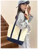 Bolsa de lona bicolor de 16 oz, sacola de compras de grande capacidade, bolsa tote de lona, bolsa de mamãe, bolsa de viagem para maternidade, bolsa de mão