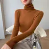 Suéter con Cuello Alto Apilado Suave y Pegajoso para Mujer Otoño Invierno Nuevo Estilo Ropa Interior Ajustada Adelgazante Camisa Base de Punto de Cuello Alto para Mujer