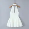 Novo Vestido Curto Retro 2025 com Gola Halter e Decote em V Profundo Sexy Slim Fit Costas Abertas Estilo Puro Desejo Mini Vestido