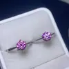 Anillo de Moissanita Rosa Que Pasa la Prueba de Diamantes, Piedra Principal Redonda de 1 Quilate 6.5mm Claridad Vvs, Plata 925