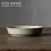 Base de tetera y base de cuenco hechas a mano estilo japonés con esmalte de ceniza, Bandeja de cerámica vintage para té seco, Bandeja para bocadillos de té, Juego de té Kung Fu para el hogar
