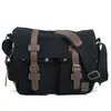Bolso Mensajero Retro Trendy Europeo y Americano de Lona con Empalmes de Cuero Crazy Horse Casual Universal Versátil para Hombres y Mujeres Bolso de Hombro Cruzado