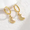 Brincos Transfronteiriços Novos de Aço Inoxidável Coroa de Diamante Coração Ouro 18K Luxo Acessível Femininos de Alta Qualidade Versáteis
