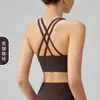Top de yoga transfronteiriço com design de costas cruzadas, sutiã esportivo à prova de choque e com suporte, top fitness