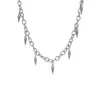 Collar de Acero de Titanio Diente de Lobo Punk Hip-Hop Cadena de Clavícula Versátil con Borla y Remaches Diseño de Nicho Estilo Minimalista para Mujeres