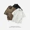 Exportación Transfronteriza Estilo Japonés Street Color Puro Verano Camisas de Manga Corta para Hombres y Mujeres Holgadas y Versátiles Estilo Bf Camisas y Chaquetas Casuales