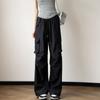 Ropa de Trabajo Blanca para Mujer Verano 2025 Nuevos Pantalones Rectos de Paracaídas Estrechos para Senderismo Jazz Dance Street Dance Petite