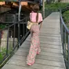 Calça Casual Laranja Infantil Xadrez Retrô Americano Wide Leg Feminina Solta Modeladora Caimento Moda Versátil Perna Reta Comprimento Total