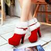 Fábrica 2019 Inverno novo camurça salto alto salto grosso plataforma de água curto pelúcia arco zíper lateral botas curtas femininas para entrega