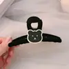 Design de ponta gota esmalte urso veludo grampo de cabelo parte de trás da cabeça aperto elegante feminino grande temperamento retrô clipe de tubarão