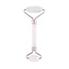 Rolo de jade em estoque, rolo massageador facial de cristal rosa de cabeça dupla, conjunto de raspador em formato de coração de jade para salão de beleza