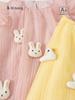 Banggxuan Vestido de Verão Fino Doce de Desenho Animado Manga Voadora Saia Cor Pura Saia Botão de Flor Novo Vestido Infantil