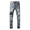 Marca internacional moderna jeans skinny rasgado e com patches masculino nova moda slim-fit high street trendy para adolescentes