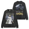Camiseta de Manga Corta Estampada de Ronaldo Ronaldo Retro Americano Transfronterizo Vintage Holgada Pesada de Cuello Redondo Sudadera con Capucha