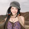 Boina Japonesa Retro de Alta Qualidade para Mulheres, Chapéu Plissado Artístico Versátil de Início de Outono, Chapéu Simples de Artista para Afinar o Rosto