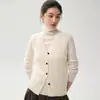 Novo estilo de colete de tricô grosso de cashmere para mulheres, corte solto, emagrecedor, de abotoamento simples, versátil para o trabalho, colete de tricô sem mangas