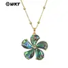 Wt-Jn310 Colgante Forma de Flor Patrón Concha de Abulón Brillante Reflectante Longitud Ajustable Collar para Mujer