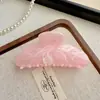 Presilha de Garra Nova Estilo Primavera e Verão com Padrão de Mármore, Presilha Tubarão Formato Meia-Lua Crescente, Presilha Antiderrapante para Rabo de Cavalo, Presilha de Cabelo Elegante