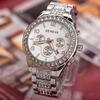 Reloj Falso de Acero con Incrustaciones de Diamantes Geneva de Tres Ojos con Calendario para Hombre, Reloj de Negocios, Soporta Dropshipping