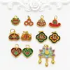 Estilo Tradicional Chino Oro Goteo de Aceite Aleación Carácter de la Suerte Colgante Pequeño DIY Pulsera de Cristal Encanto Accesorio