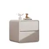 Mesa de noche moderna y sencilla, Almacenamiento de madera maciza estilo crema, No requiere instalación, Nueva mesa de noche de lujo ligero, Adecuada para dormitorio y uso en el hogar