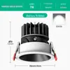 Luminária de Teto Holofote Cob Antirreflexo Profundamente Embutida Luz Lavadora de Parede para Sala de Estar Doméstica Downlight LED Iluminação Principal Embutida sem Borda