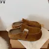 Zapatos Birkenstock Auténticos de Cuero Suela Gruesa sin Cierre Zapatos de Mujer Calientes con Terciopelo Zapatos de Algodón de Lana de Cordero Zapatos de Exterior de Punta Cerrada Medias Zapatillas