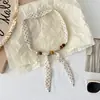Novo Lenço de Seda Fino Estreito com Bolinhas e Contas Estilo Coreano Versátil para Mulheres Verão Decorativo Longo Tira para Pescoço Ajustável Acessório da Moda