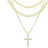 Moda Europea y Americana, Lujo Ligero, Estilo de Gama Alta de Nicho, Collar con Colgante de Cruz, Colgante Decorativo Creativo Personalizado Transfronterizo