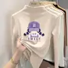Blusa casual de manga comprida para meninas DeRong, nova coleção outono e inverno, design estiloso e versátil de gola alta para crianças mais velhas