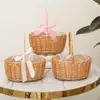 Cesta de flores tejida regalo de agradecimiento cesta de arreglo floral cesta de flores artificiales naturales hechas a mano cesta de almacenamiento de bambú ratán mimbre cesta de mano