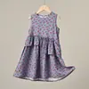 Vestido de Rayón para Niños Listo para Usar, Lavable, No Encoge, Vestido de Algodón sin Mangas de Cuello Redondo para Niñas, Ropa de Verano para Niños Mayores