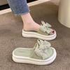 Pantuflas de Estilo Hada con Lazo para Uso Exterior de Mujer Verano 2025 Suela Gruesa para Interior del Hogar Sandalias de Playa Antideslizantes