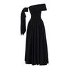Vestido Gris Asimétrico de un Hombro para Mujer, Nuevo Estilo Francés Otoño e Invierno, Elegante Vestido Largo de Corte A con Cintura Ceñida
