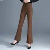 Calça Feminina Personalizada de Primavera e Outono Cintura Alta Micro Flare 2026 Novo Estilo de Outono Elástica com Caimento Emagrecimento para Pessoas Baixas Calça Casual