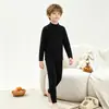Conjunto de Roupa Íntima Térmica Escovada para Crianças, Pijama de Outono e Inverno para Meninos, Roupa de Casa para Crianças Maiores, Tops e Calças de Outono para Meninas
