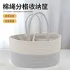 Cesta de Almacenamiento Portátil para Bebé Cesta de Almacenamiento para Artículos de Bebé Cesta de Almacenamiento de Cuerda de Algodón Cesta Tejida Grande de Luna Llena