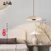 Estilo de canción estética bambú-junta mármol natural candelabro de comedor, mesa de comedor, barra de bar, sala de té Zen, estudio, lámpara de oficina larga
