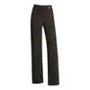 Moda de Otoño Nueva Versátil Pantalones Largos de Caída Anchos para Mujer 2026 Color Sólido Elegantes Elásticos de Cintura Alta Rectos
