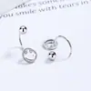 Pendientes de plata de ley 925 con hebilla retorcida y diseño de tornillo, cara sonriente en forma de U, pendientes geométricos simples para mujer, joyería de nicho de alta calidad