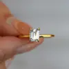 Anillo de cuatro garras esmeralda largo 1ct 1 quilate bañado en oro de 18k moissanita anillo de plata S925 niños transfronterizo
