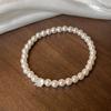 Exquisito Pulsera de Mariposa de Cristal Artificial Perla Plata Rota para Niñas, Pulsera de Moda y Versátil, Joyería de Mano Fresca y de Gama Alta